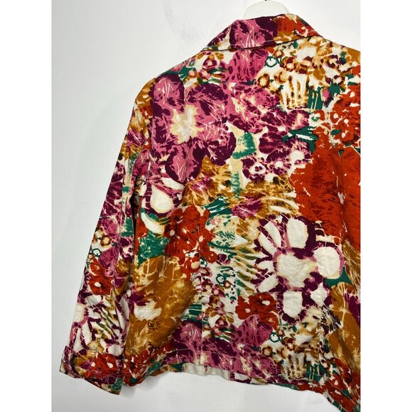 Coldwater Creek Women’s Large Floral Cotton Shirt Jacket Multicolor - Picture 11 of 14